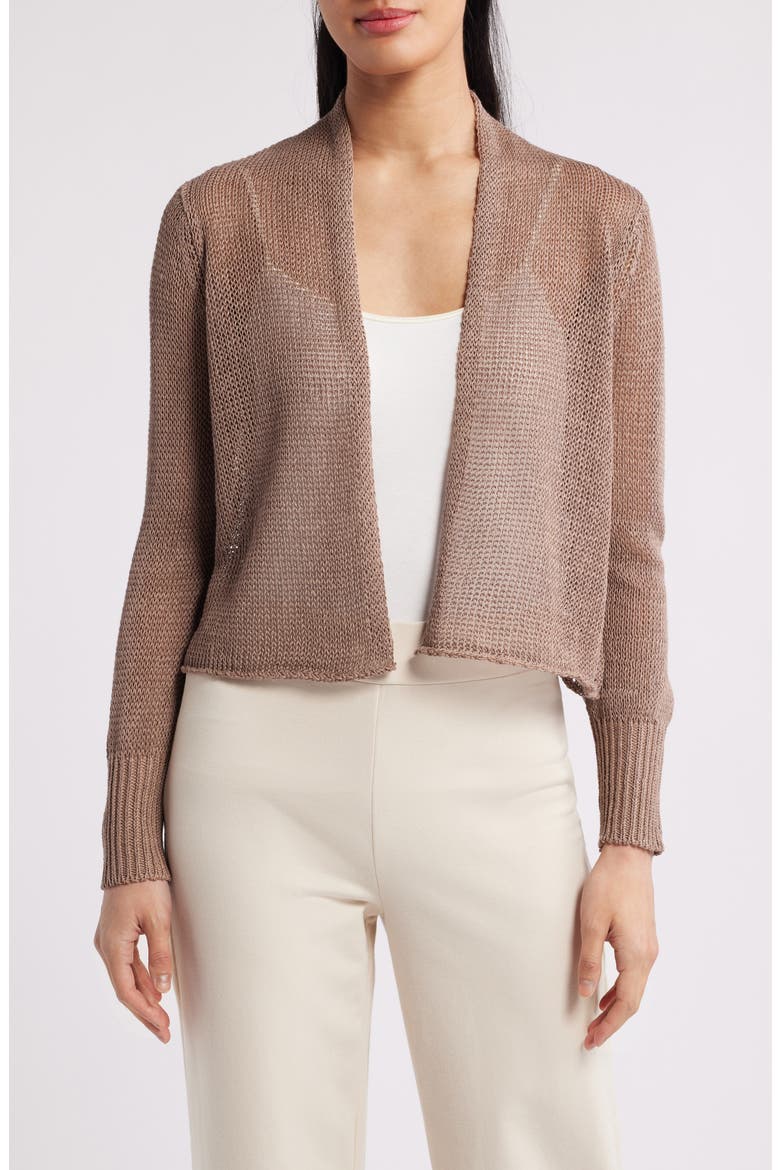 Organic Linen & Organic Cotton Cardigan, Main, color, COCOA