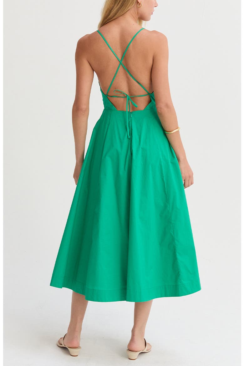 V-neck Poplin Midi Dress, Alternate, color, Green