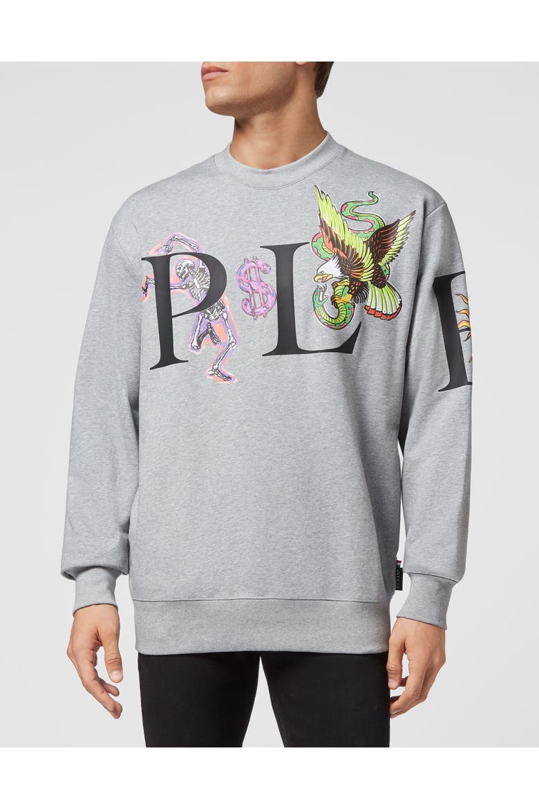 Sweatshirt Ls Tattoo Men, Main, color, grey