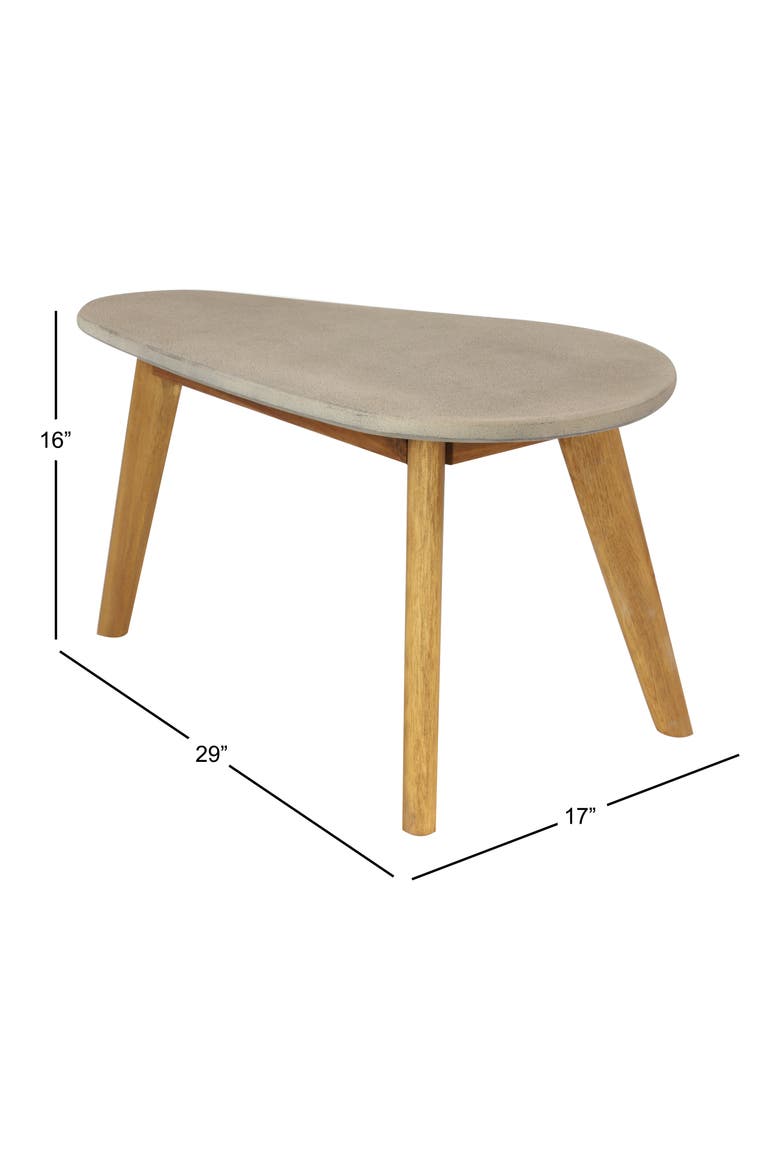 Gray Wood Outdoor Accent Table with Concrete Inspired Top & Slender Tapered Legs, Alternate, color, GREY