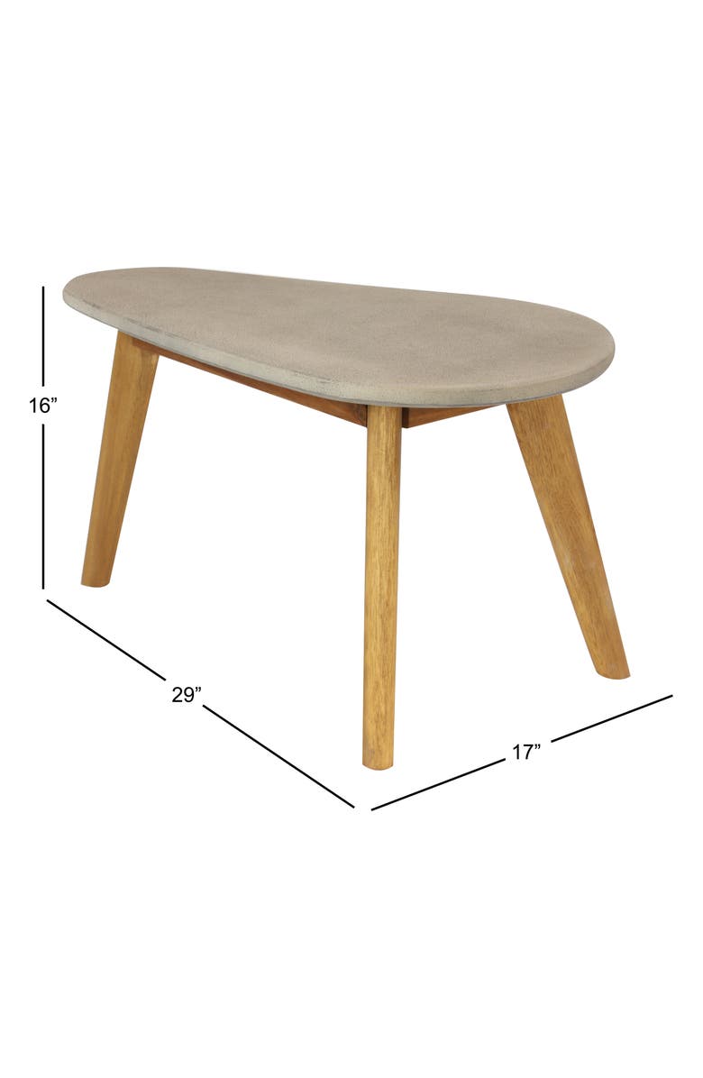 GINGER BIRCH STUDIO Gray Wood Outdoor Accent Table with Concrete Inspired Top & Slender Tapered Legs, Alternate, color, 