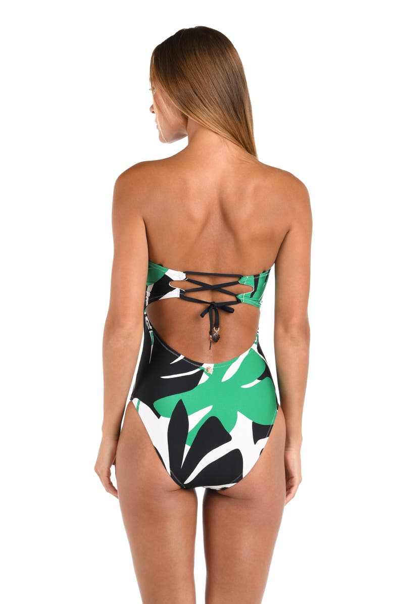 Sunshine 79 Monstera Bandeau One-Piece Swimsuit, Alternate, color, Green Multi