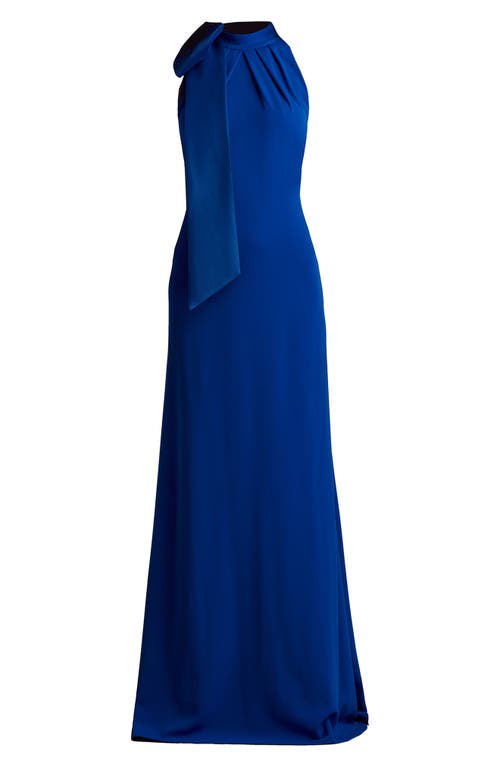 Tadashi Shoji Bow Neck Gown In Blue