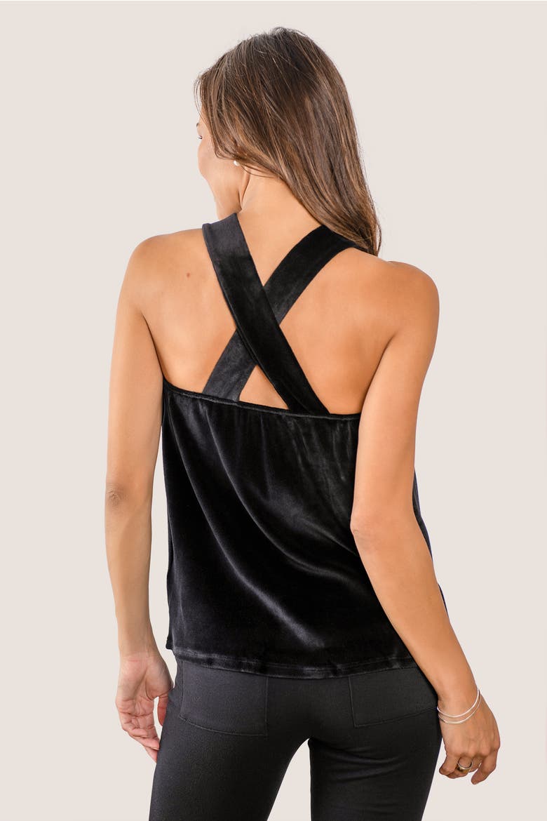 Velour Cosmo Halter Lounge Top, Alternate, color, Black