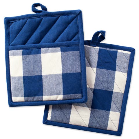 Navy Buffalo Check Potholder Set/2