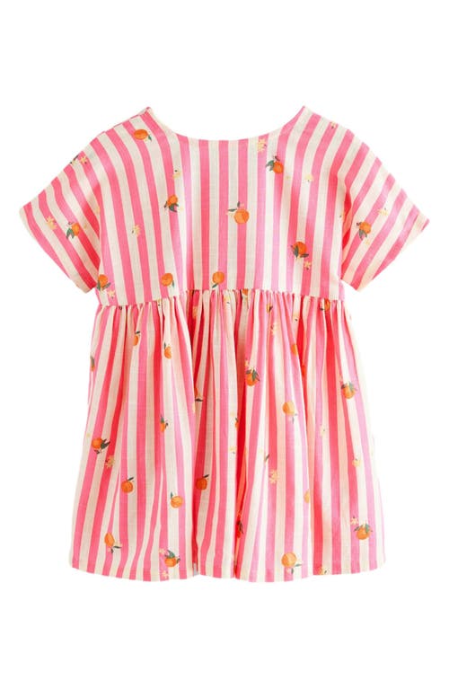 Shop Next Kids' Stripe Orange Cotton Dress In Pink