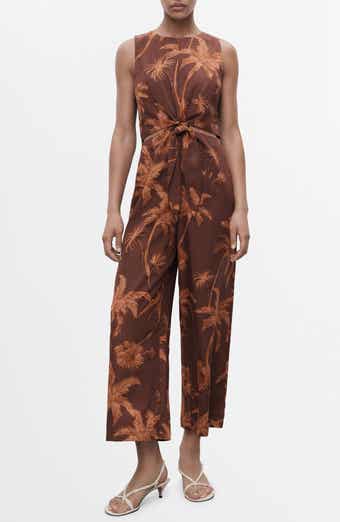 MANGO Tie Front Cutout Jumpsuit