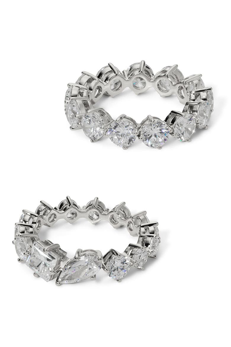Lucia Set of 2 Mixed Cubic Zirconia Rings, Main, color, RHODIUM