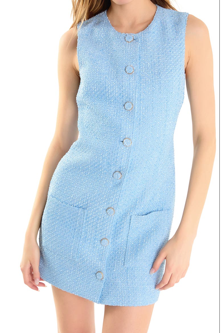 Sleeveless Tweed Minidress, Alternate, color, POWDER BLUE