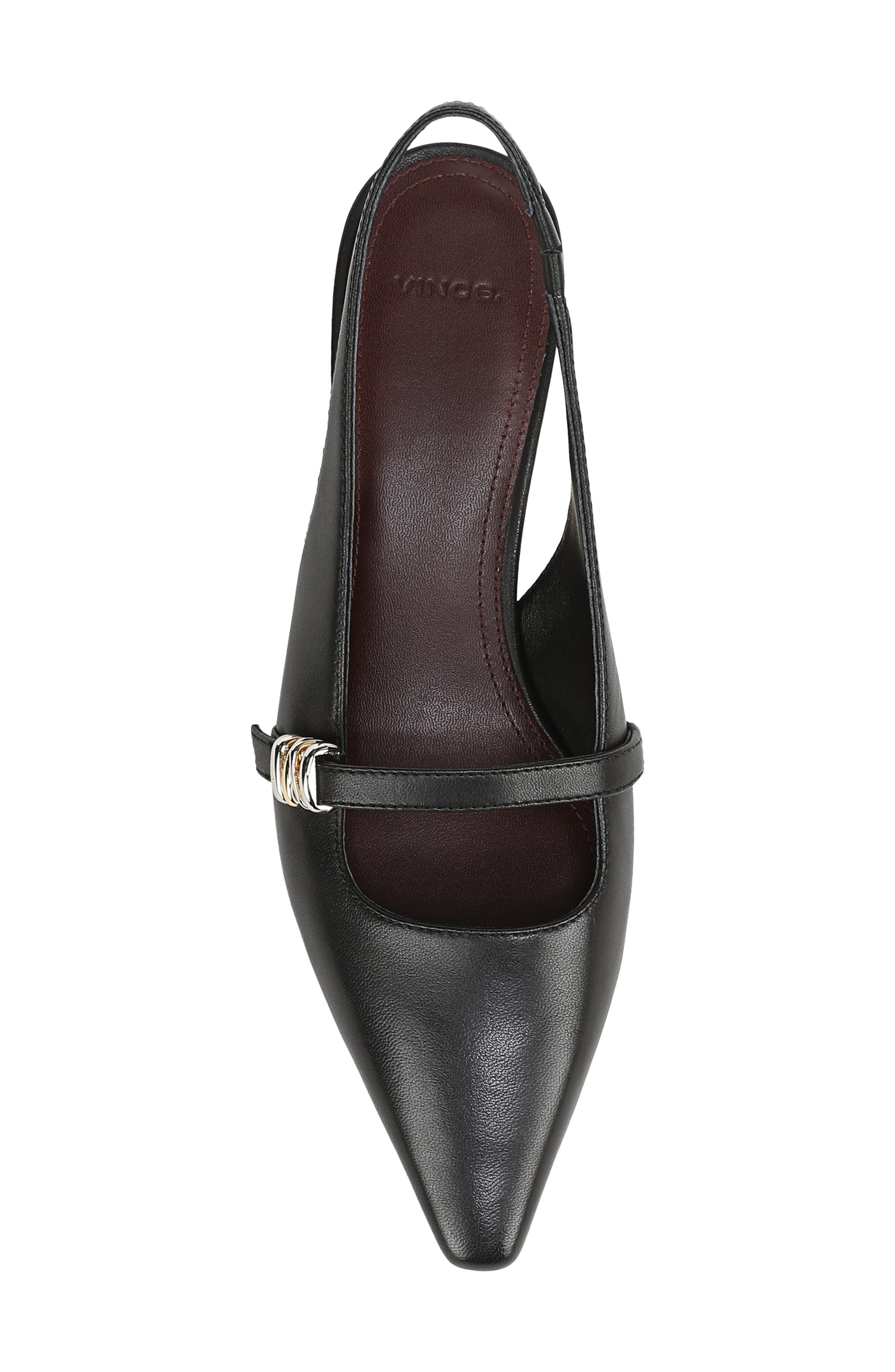 Sonya Kitten Heel Pointed Toe Slingback Sandal, Alternate, color, BLACK LEATHER