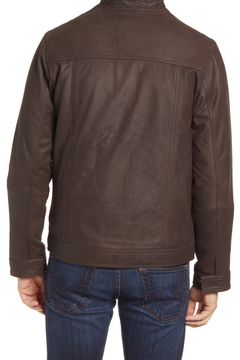 Westhaven Distressed Leather Bomber Jacket, Alternate, color, CHOCOLATE