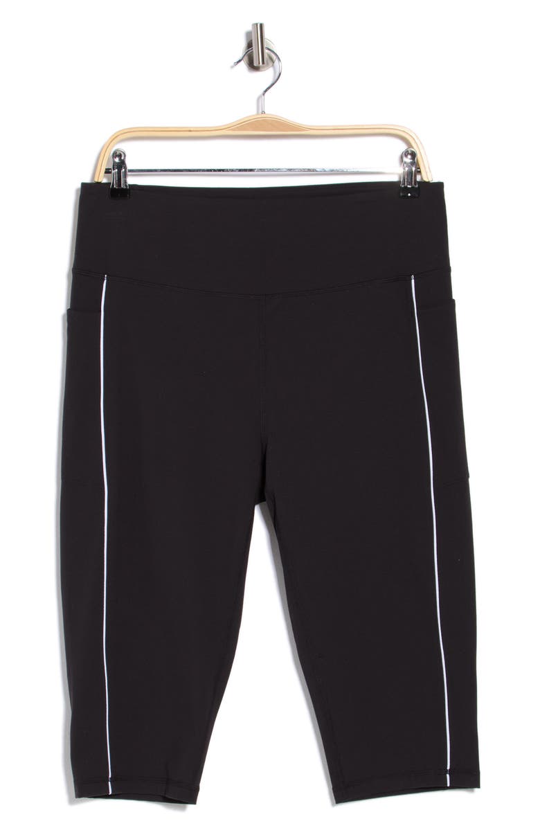 Z by Zella Perform High Waist Piped Capri Leggings, Main, color, Black