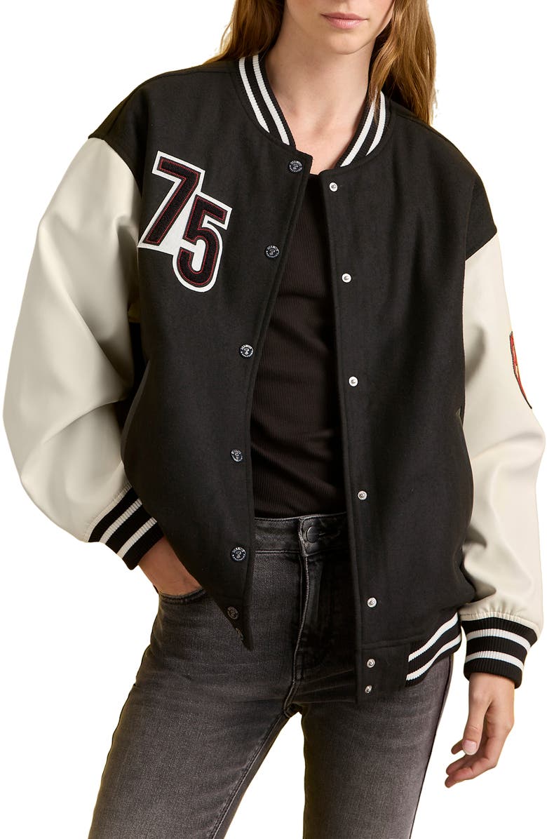 Sanctuary '75 Varsity Jacket, Alternate, color, Black/ White