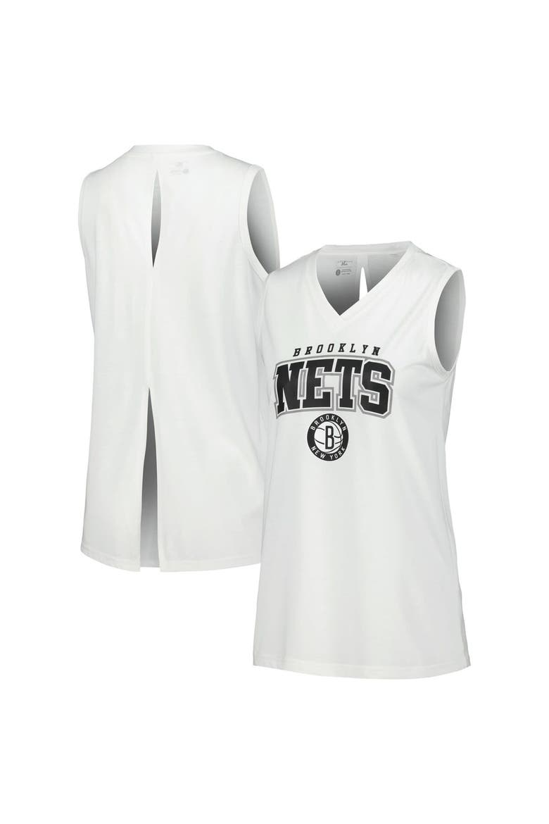 Women's Levelwear White Brooklyn Nets Paisley Peekaboo Tank Top, Main, color, White