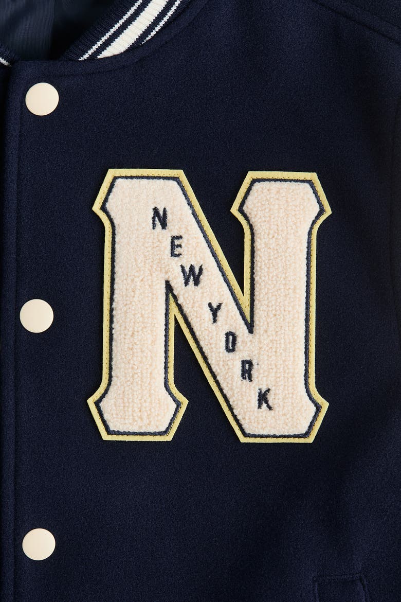 Appliquéd Baseball Jacket, Alternate, color, Navy blue/New York
