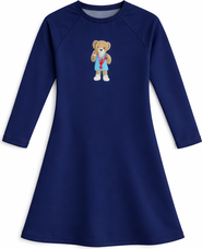 Try Bear Artwork Long Sleeve Spandex Swimsuit Dress