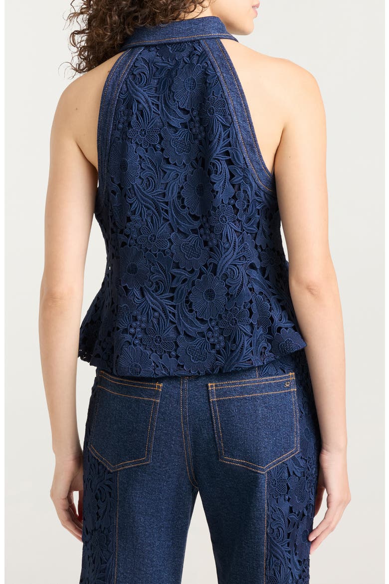 Ronin Lace & Denim Top, Alternate, color, NAVY/OCEANE