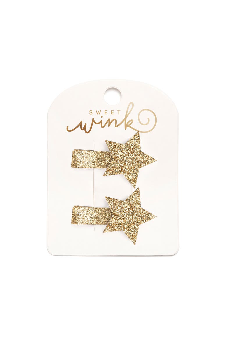 Gold Star Christmas Clip Set, Main, color, Gold