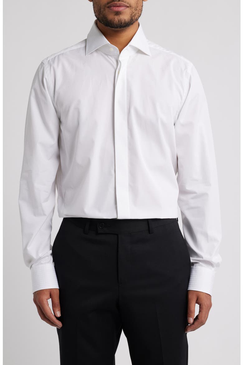 Modern Fit Cotton Poplin Dress Shirt, Main, color, WHITE