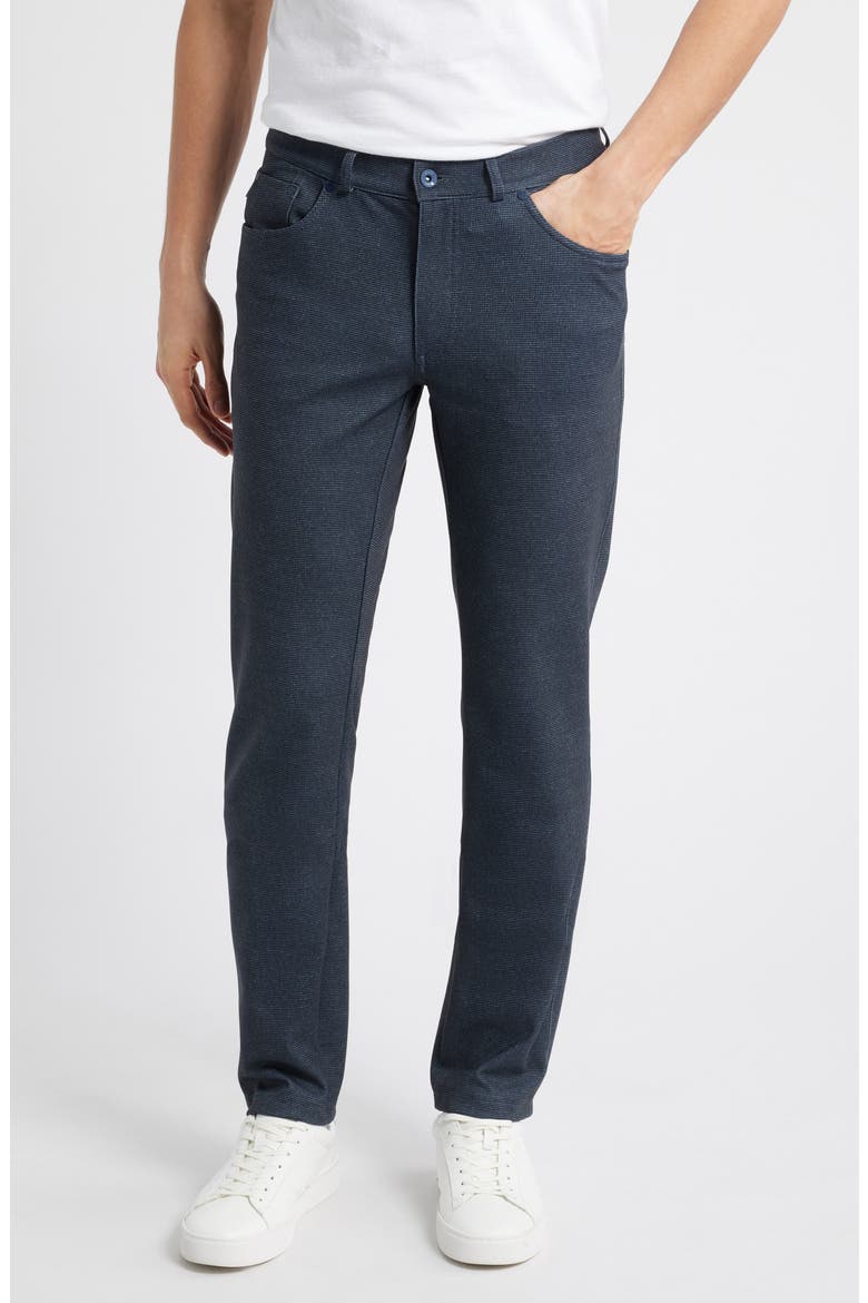 Chuck Hi-Flex Modern Fit Houndstooth Five-Pocket Pants, Main, color, NAVY