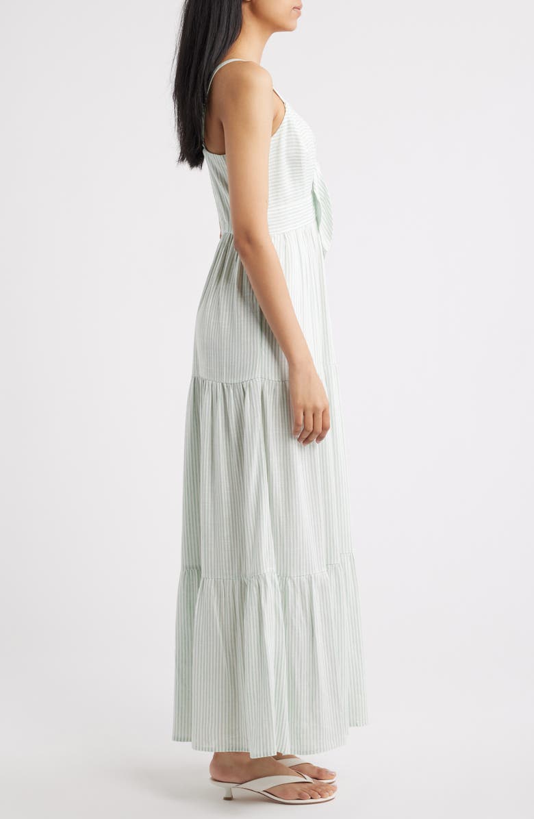 CeCe Stripe Tie Front Maxi Dress, Alternate, color, Canopy Green