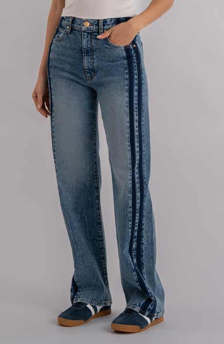 Sienna Side Stripe High Waist Straight Leg Jeans