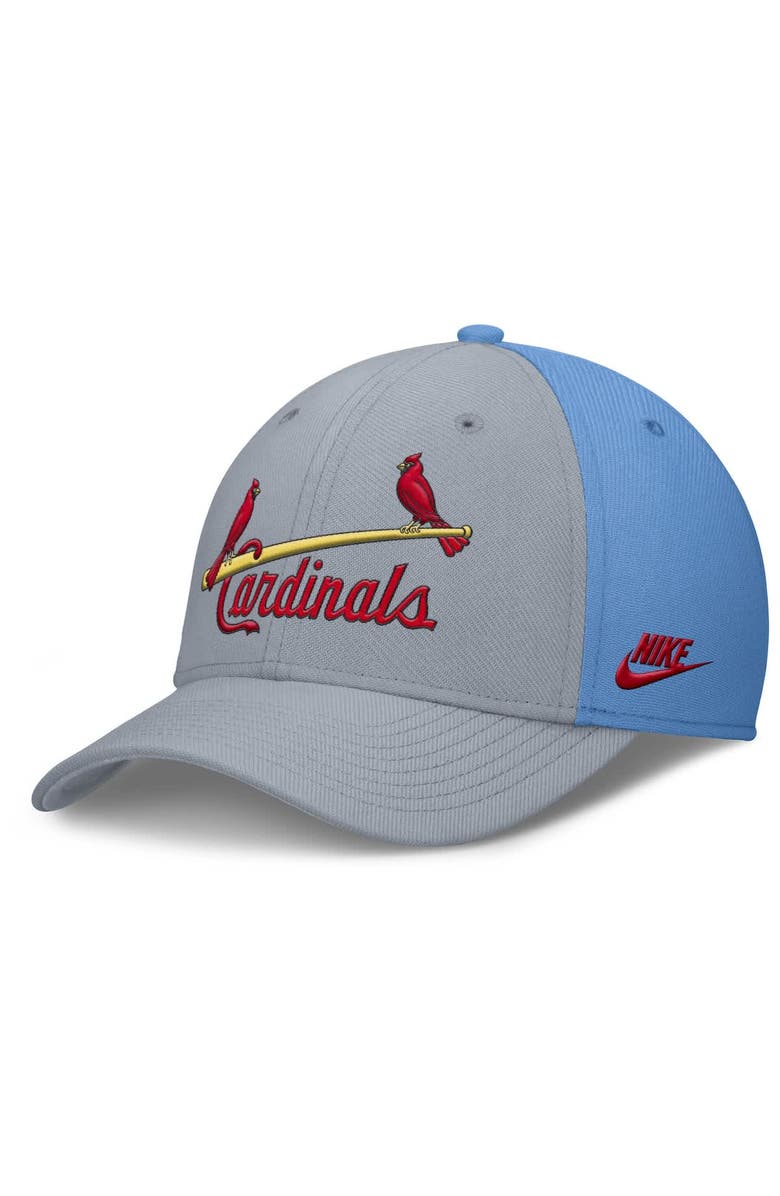 Nike Men's Nike Gray/Light Blue St. Louis Cardinals Rise Swoosh Performance Flex Hat, Alternate, color, Gray