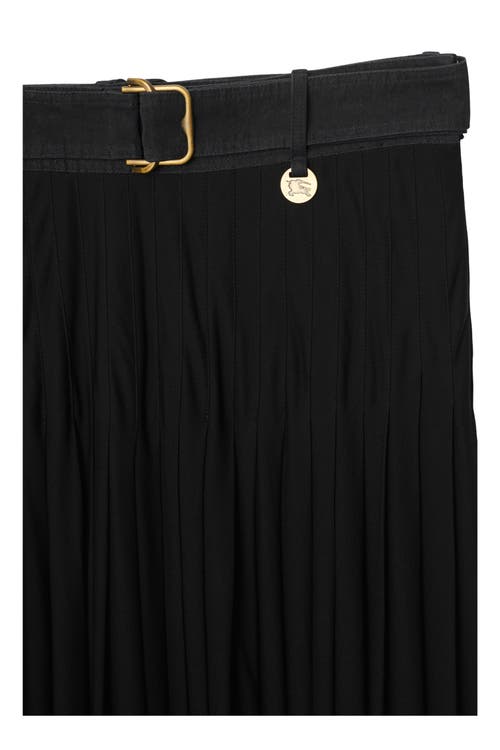 Burberry Bar Pleated Maxi Skirt With Belt In Black