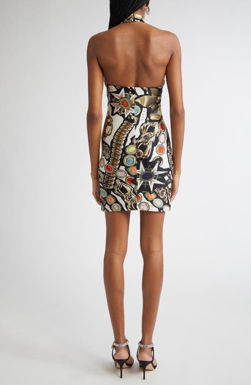 Shop Area Gemstone Chain Print Minidress In Black Multi