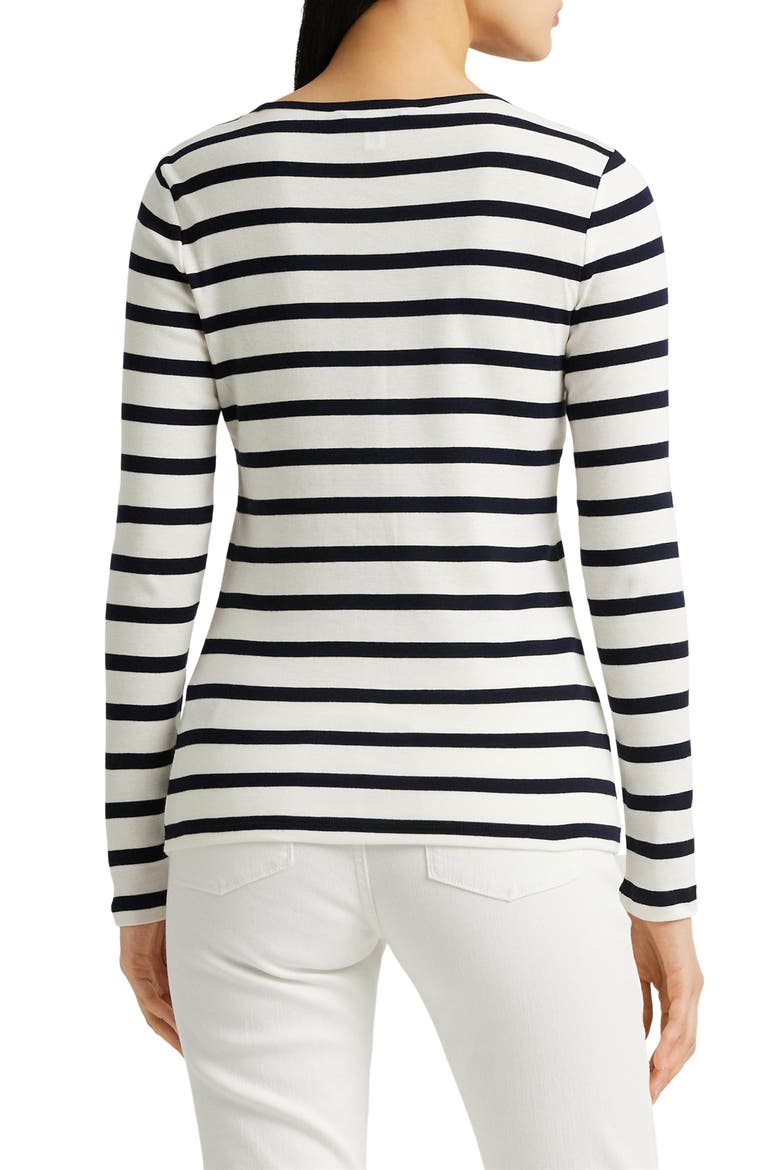 Stripe Cotton Long Sleeve Tee, Alternate, color, WHITE