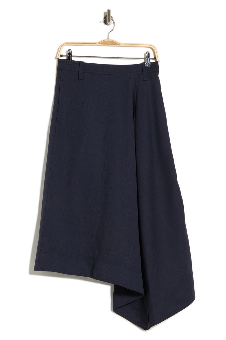 Gael Asymmetric Midi Skirt, Main, color, NAVY MELANGE