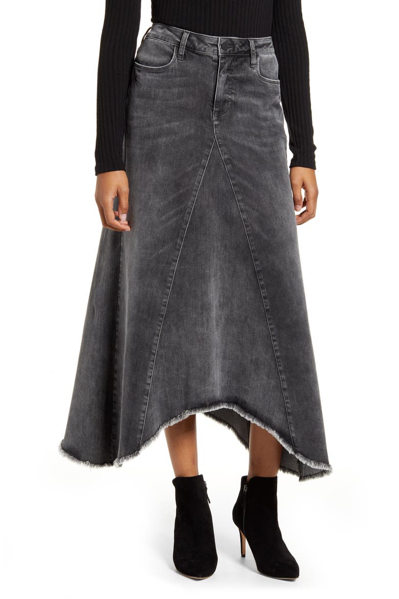 Long Denim Skirt, Main, color, GREY