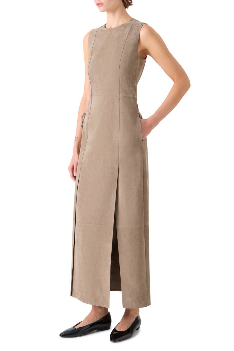 Suede Column Dress, Alternate, color, TAUPE