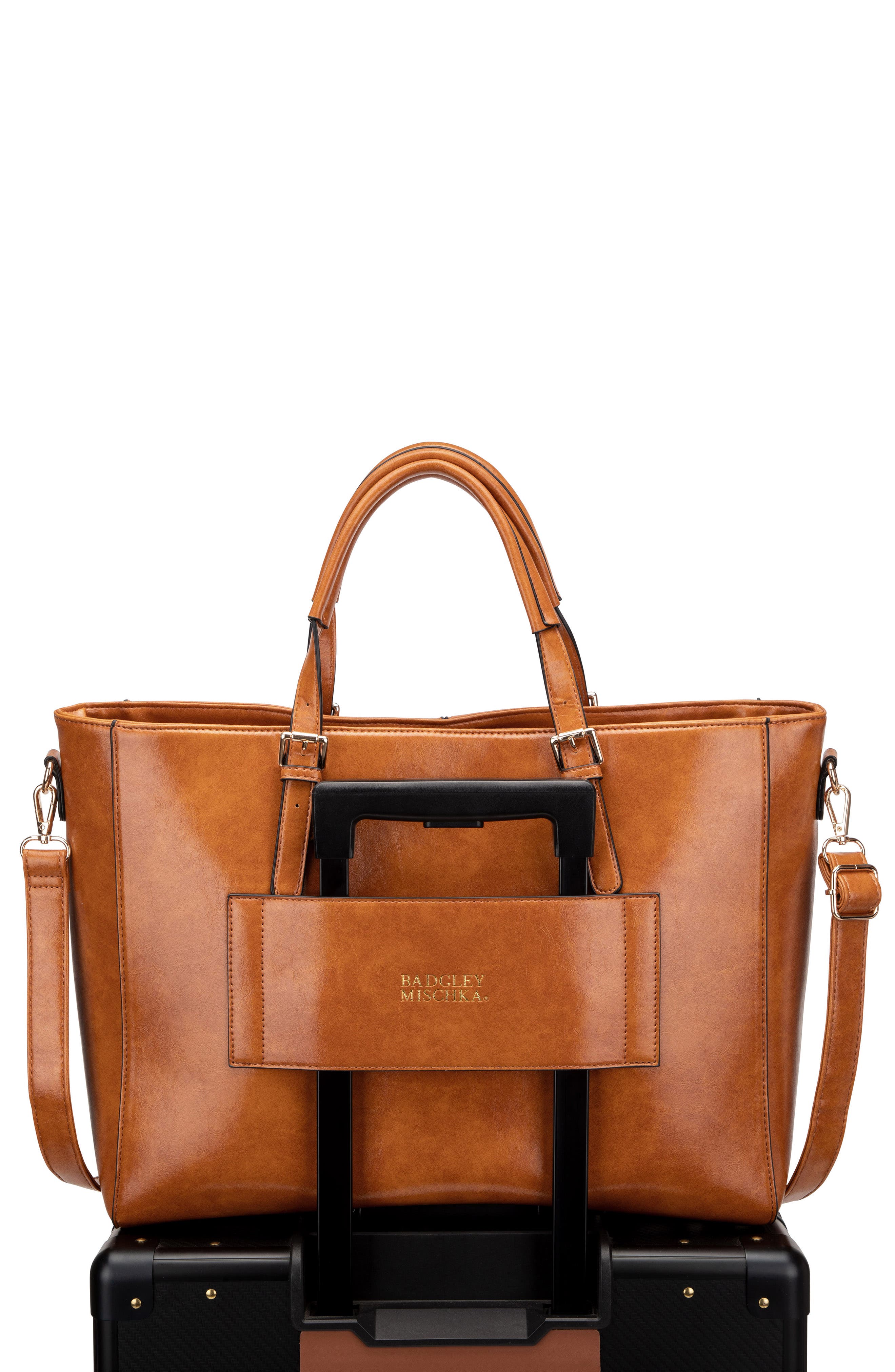 Julia Vegan Leather Weekender Duffel Bag, Alternate, color, Brown