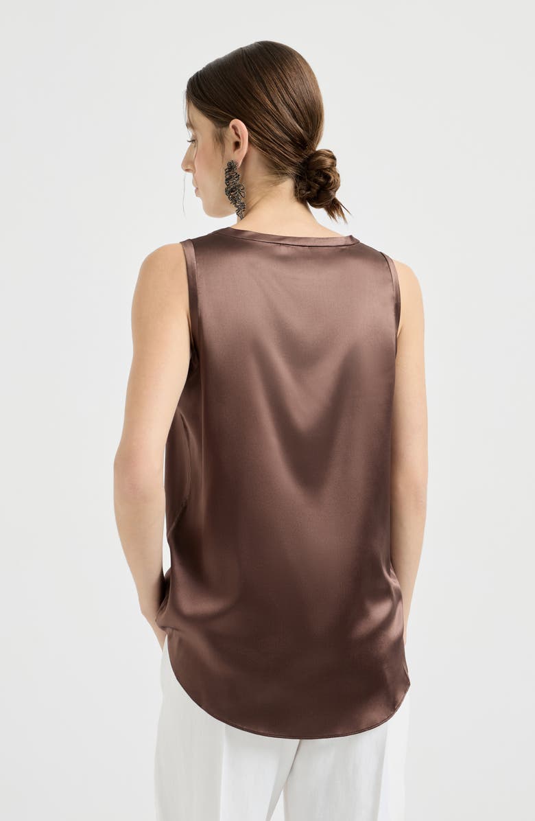 Brunello Cucinelli Satin top, Alternate, color, Brown