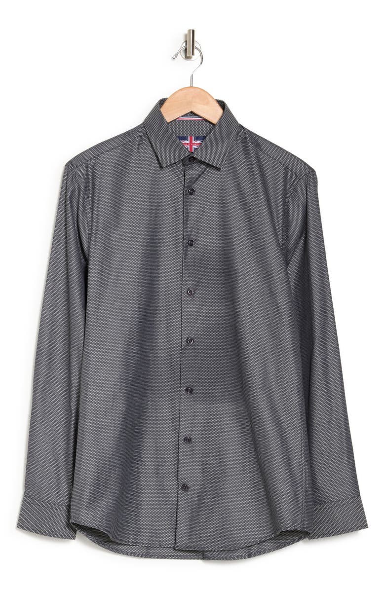 SOUL OF LONDON Pin Dot Stretch Button-Up Shirt, Alternate, color,