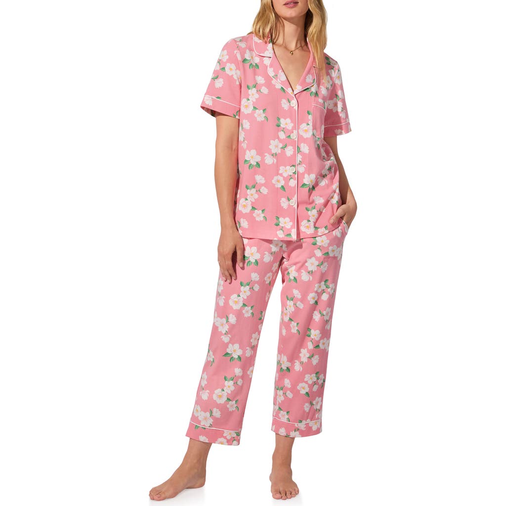 Bedhead Pajamas Print Jersey Crop Pajamas In Purple