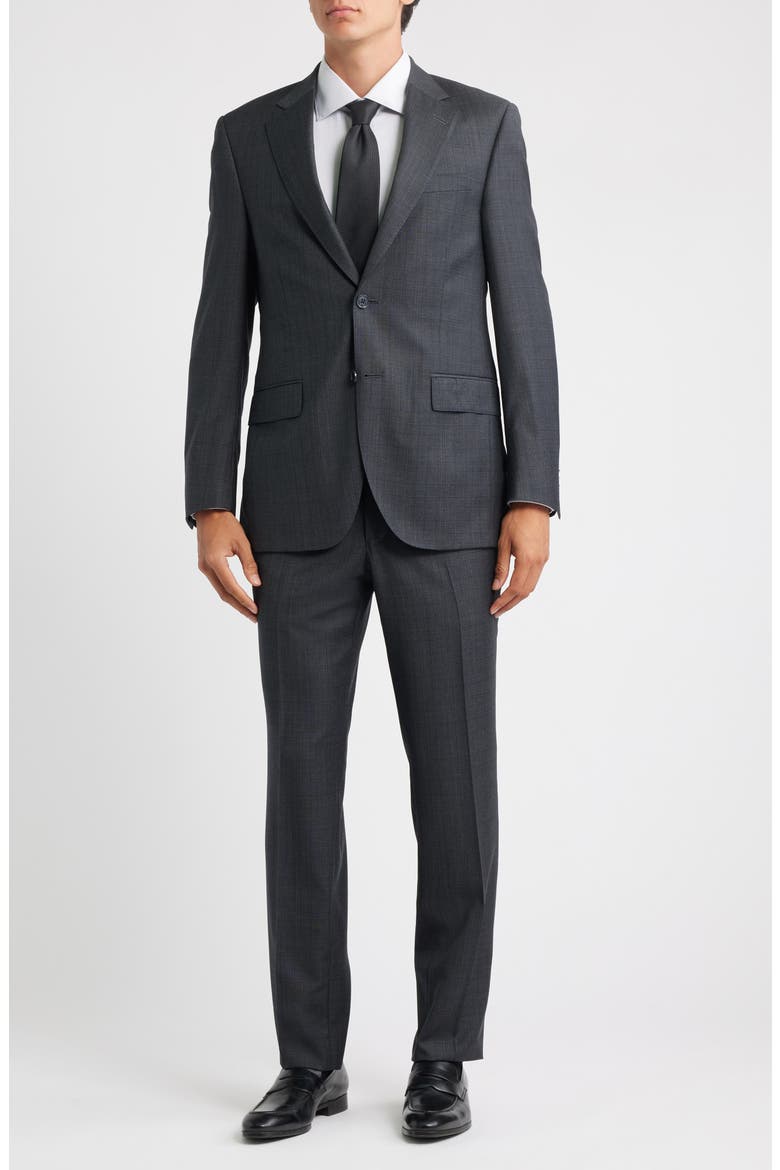 Flynn Classic Fit Charcoal Grey Check Wool Suit, Main, color, CHARCOAL