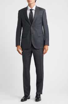 Peter Millar Flynn Classic Fit Charcoal Grey Check Wool Suit