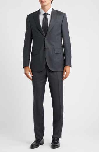 Peter Millar Flynn Classic Fit Charcoal Grey Check Wool Suit