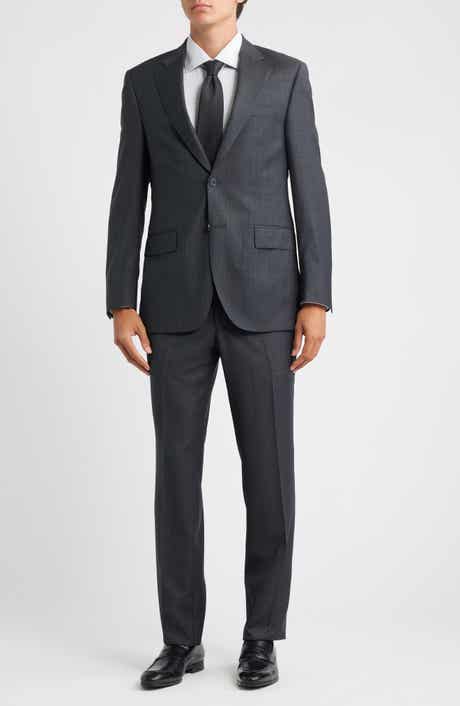 Peter Millar Flynn Classic Fit Charcoal Grey Check Wool Suit