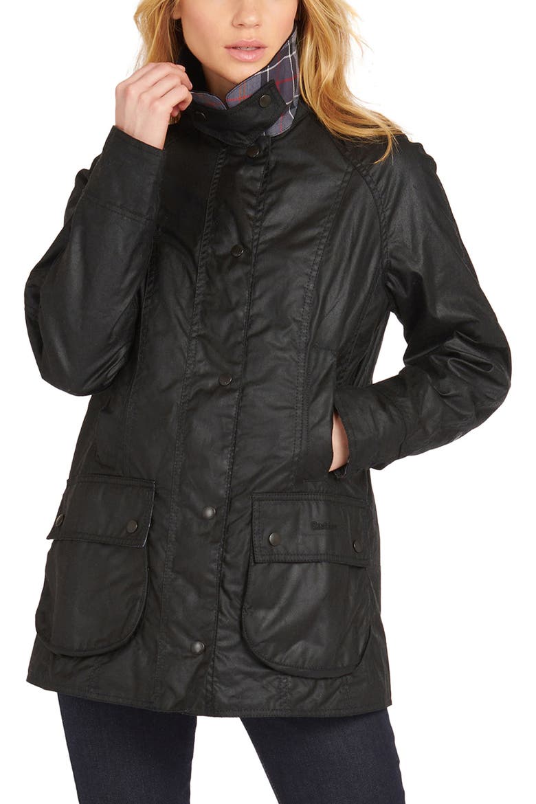 Beadnell Waxed Cotton Jacket, Main, color, BLACK