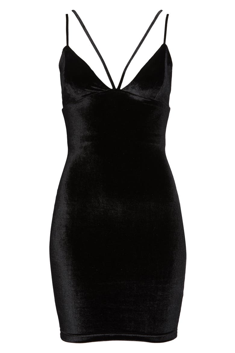 Vickie Strappy Velvet Dress, Alternate, color, BLACK