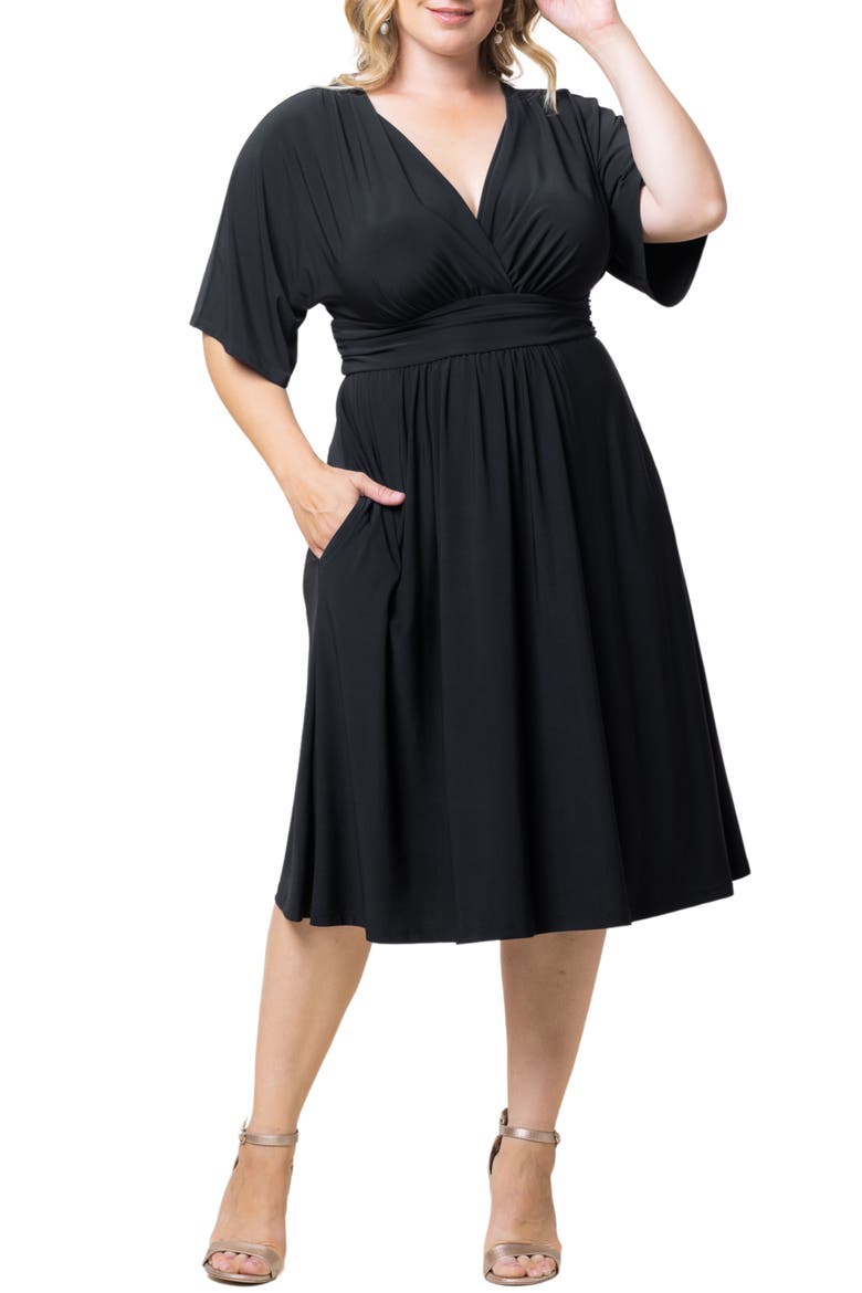 Gia Floral Midi Dress, Main, color, BLACK NOIR