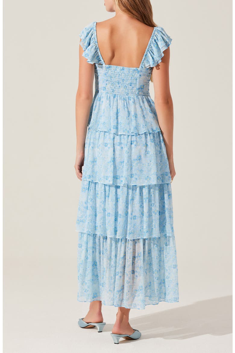 Midsummer Floral Print Tiered Ruffle Dress, Alternate, color, BLUE FLORAL