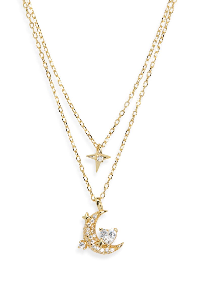 Moon & Star Layered Pendant Necklace, Alternate, color, GOLD