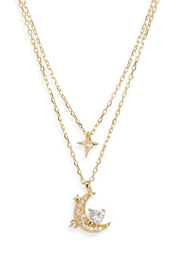 Argento Vivo Moon & Star Layered Pendant Necklace