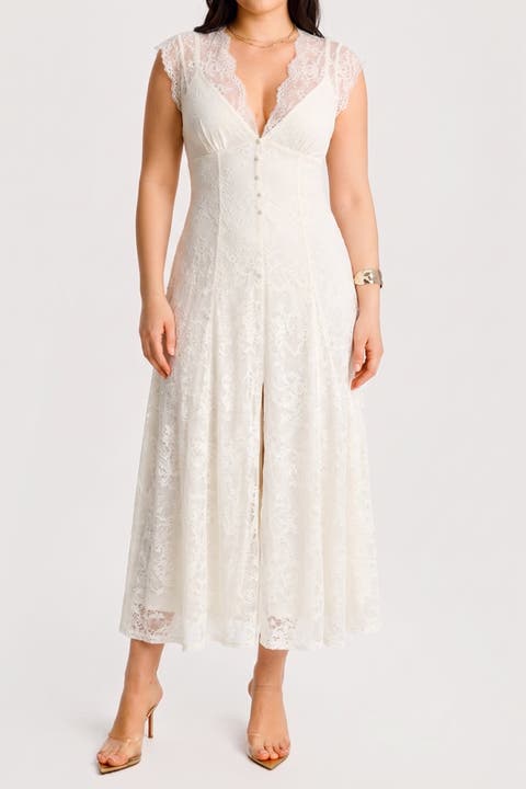 Shapewear Boho Floral Lace V Neck Resort Maxi Dress