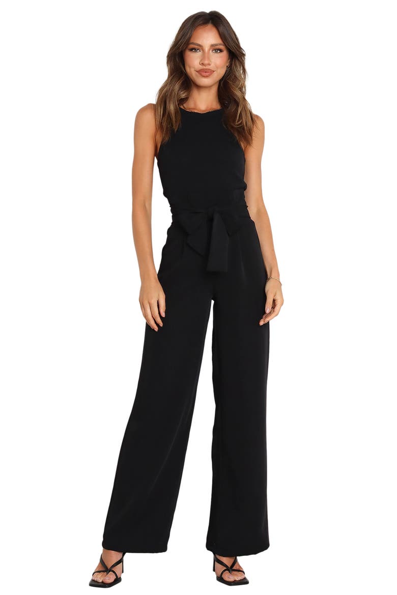 Kieran Tie Waist Wide Leg Pants, Alternate, color, BLACK