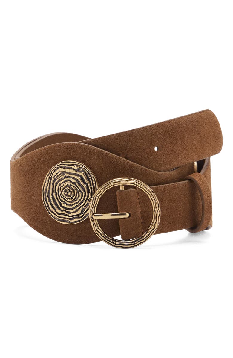 MANGO Obi Suede Belt, Main, color, Brown
